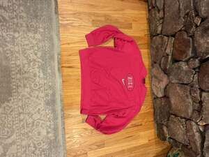 Nike Women's Varsity Crew Neck Embroidered Logo Sweatshirt Hot Pink